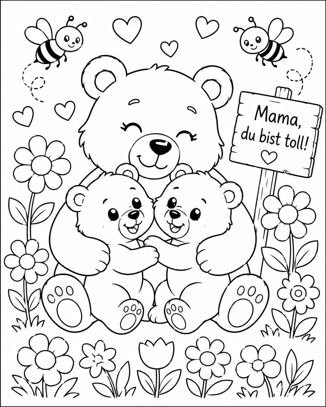 Muttertag Motiv 7 als kostenloses Ausmalbild für Kinder